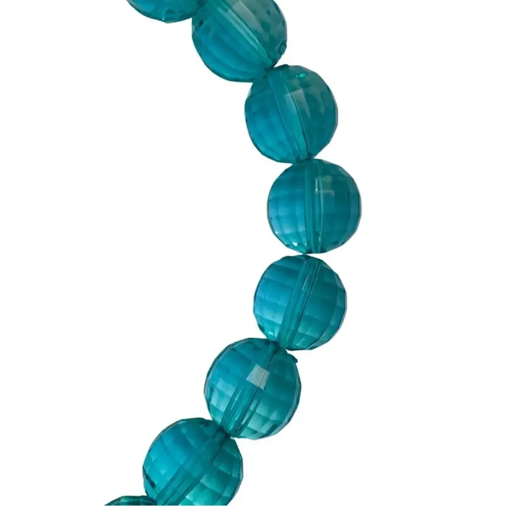 2/$30 Oversized Blue Green Chunky Round Bead Choker Necklace Maximalist Bold
